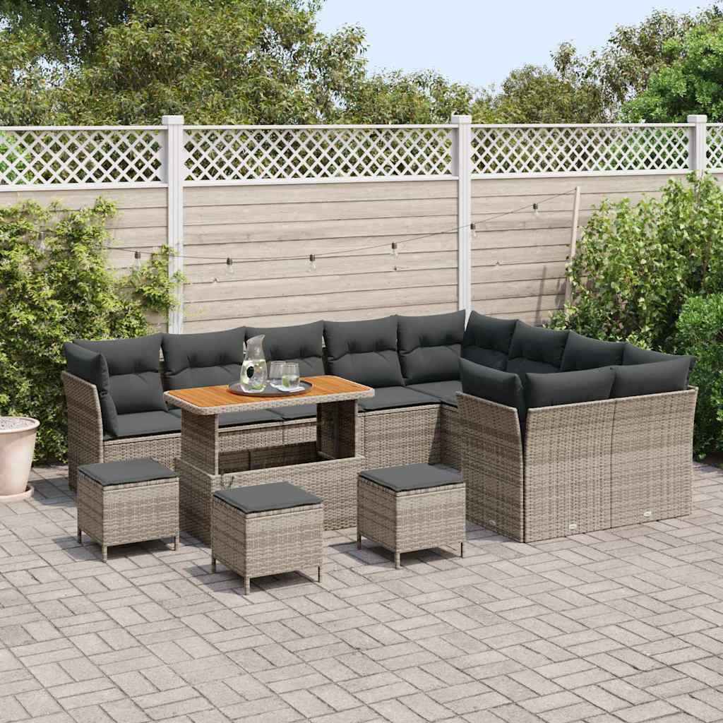 Set Divano da Giardino con cuscino 13 pcs Grigio | homemem39