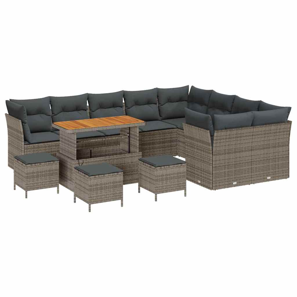 Set Divano da Giardino con cuscino 13 pcs Grigio | homemem39