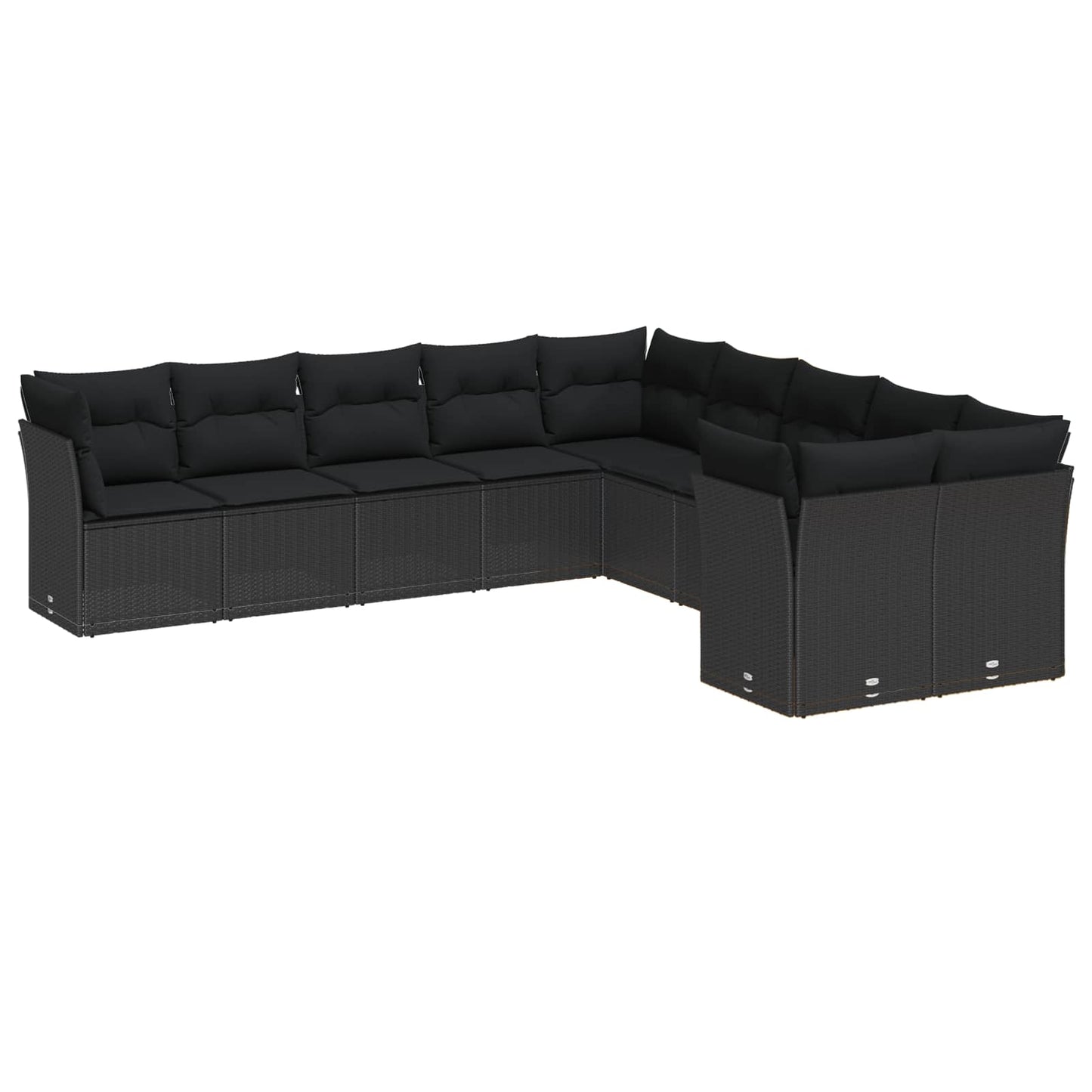 Set Divano da Giardino con cuscino 13 pcs Nero polyrattan | homemem39