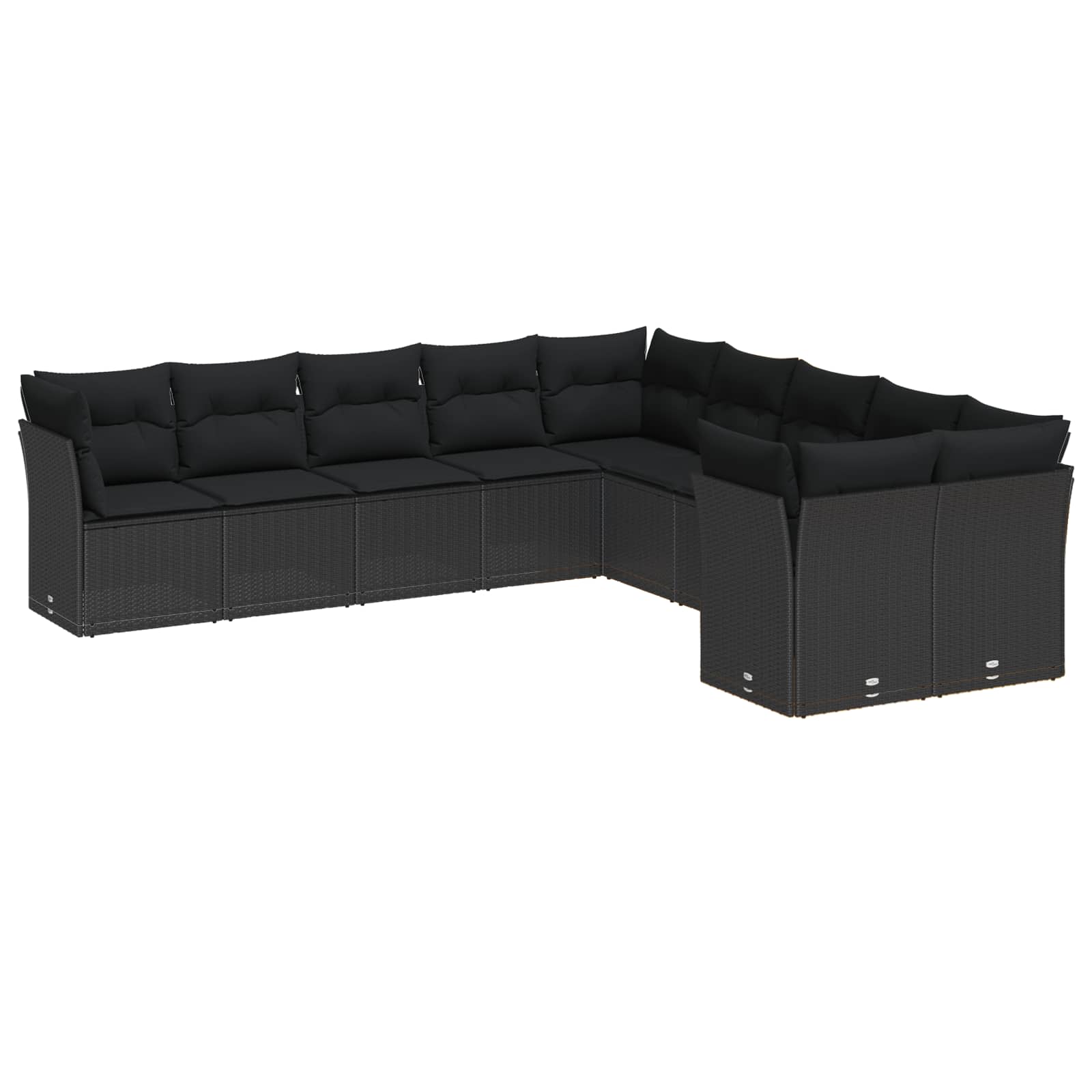 Set Divano da Giardino con cuscino 13 pcs Nero polyrattan | homemem39