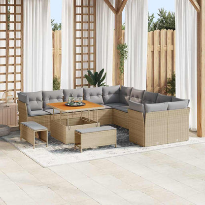 Set Divano da Giardino 13 pcs Beige e Grigio Chiaro polyrattan | homemem39