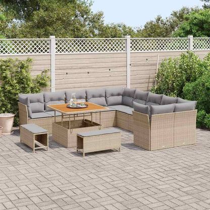 Set Divano da Giardino 13 pcs Beige e Grigio Chiaro polyrattan | homemem39