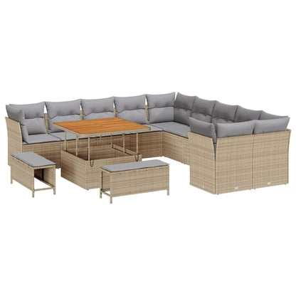 Set Divano da Giardino 13 pcs Beige e Grigio Chiaro polyrattan | homemem39