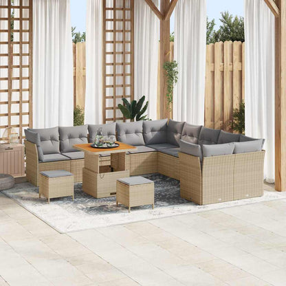 Set Divano da Giardino 13 pcs Beige e Grigio Chiaro polyrattan | homemem39