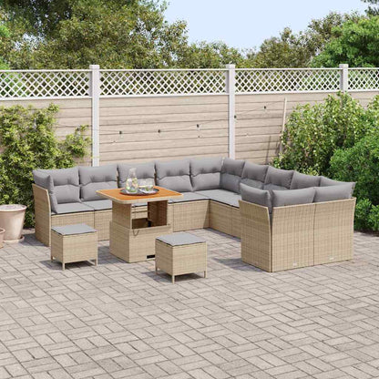 Set Divano da Giardino 13 pcs Beige e Grigio Chiaro polyrattan | homemem39