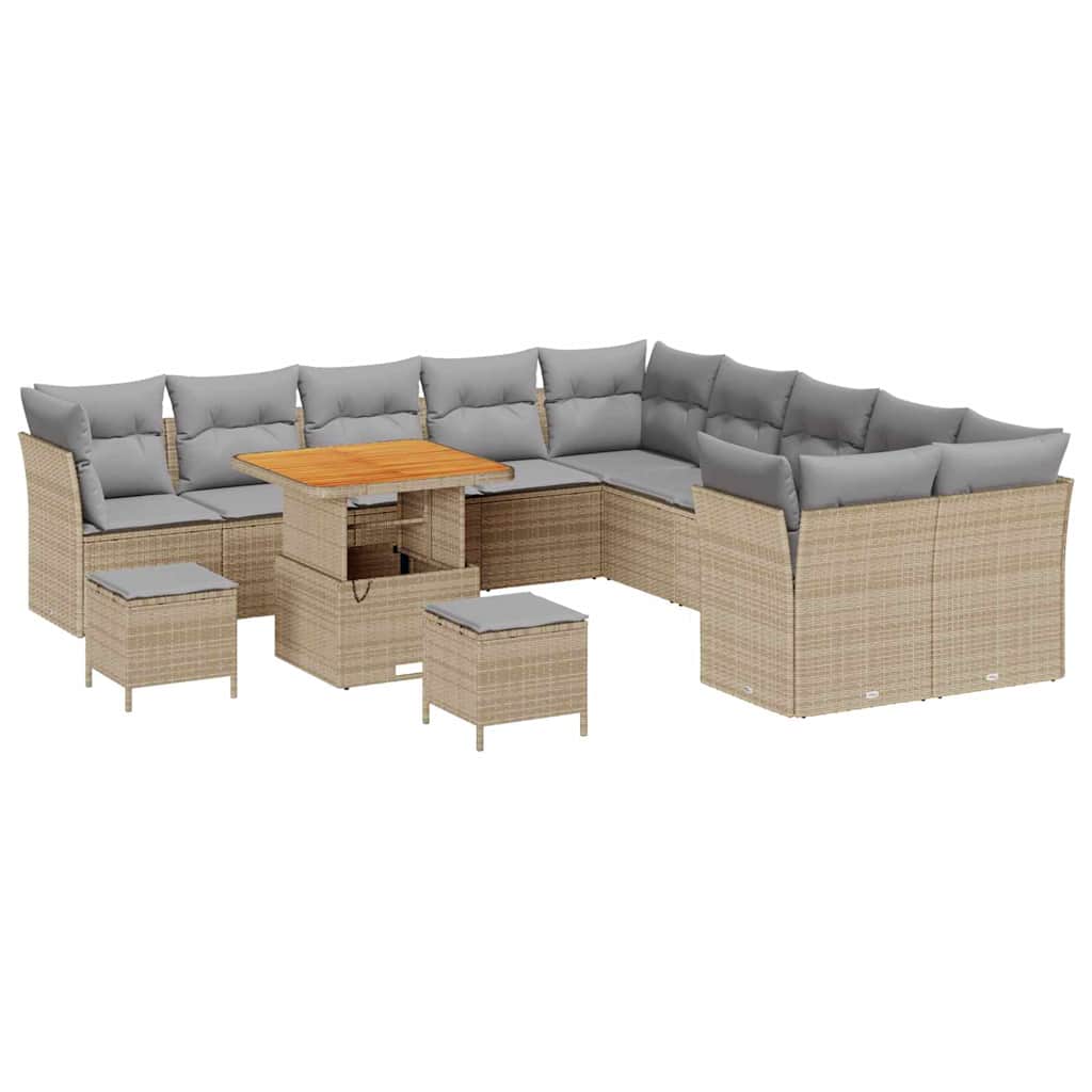 Set Divano da Giardino 13 pcs Beige e Grigio Chiaro polyrattan | homemem39