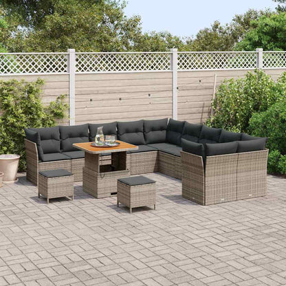Set Divano da Giardino con cuscino 13 pcs Grigio polyrattan | homemem39