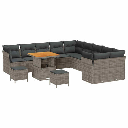 Set Divano da Giardino con cuscino 13 pcs Grigio polyrattan | homemem39
