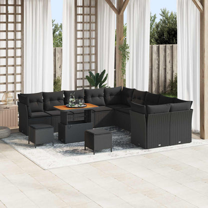 Set Divano da Giardino con cuscino 13 pcs Nero | homemem39