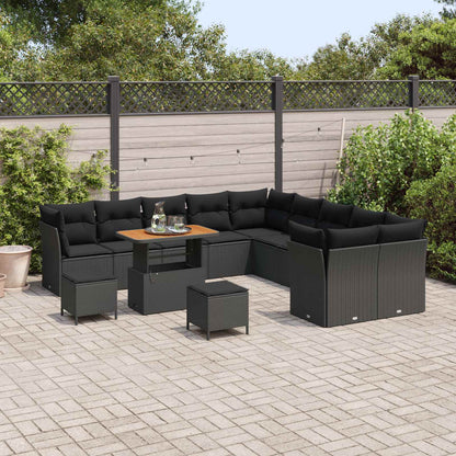 Set Divano da Giardino con cuscino 13 pcs Nero | homemem39