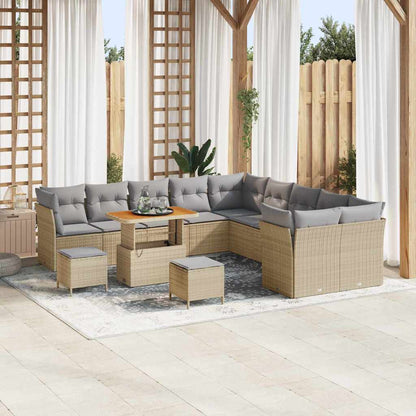 Set Divano da Giardino 13 pcs Beige e Grigio Chiaro polyrattan | homemem39