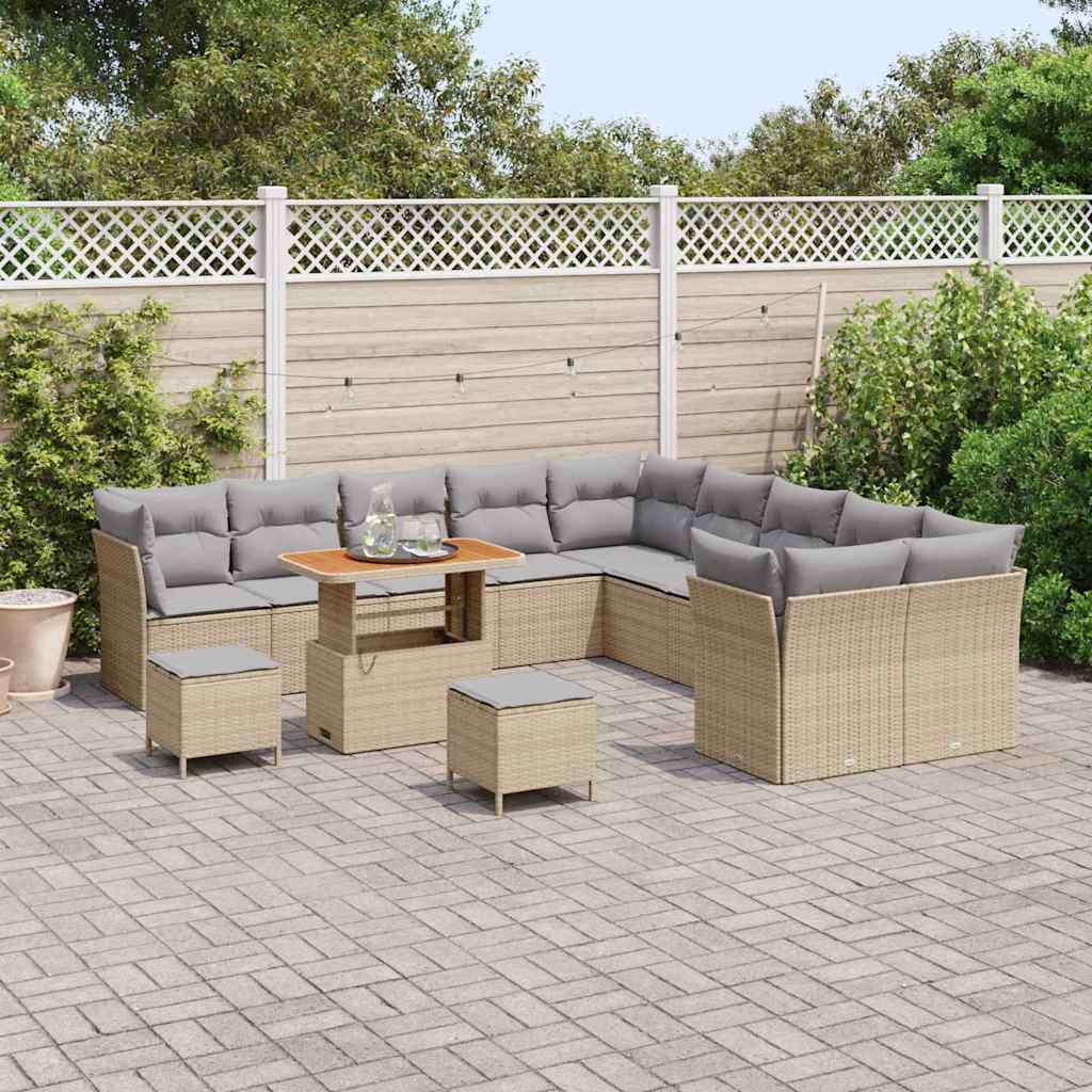 Set Divano da Giardino 13 pcs Beige e Grigio Chiaro polyrattan | homemem39