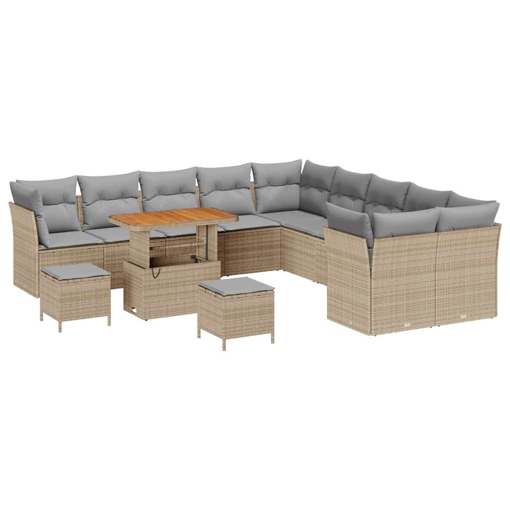 Set Divano da Giardino 13 pcs Beige e Grigio Chiaro polyrattan | homemem39