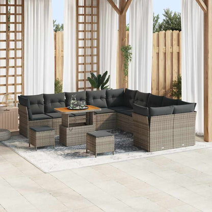 Set Divano da Giardino con cuscino 13 pcs Grigio | homemem39