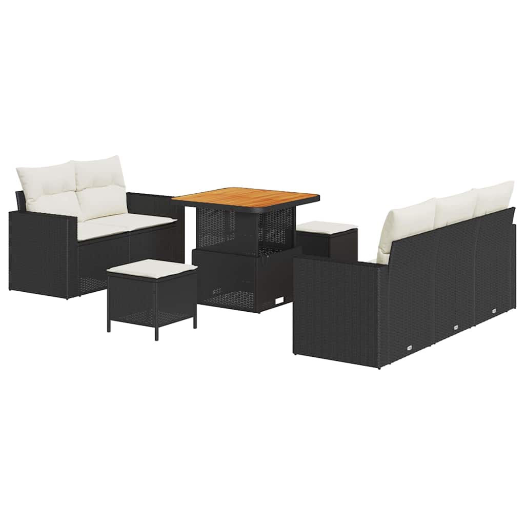 Set Divano da Giardino 8 pcs Nero e Crema polyrattan | homemem39
