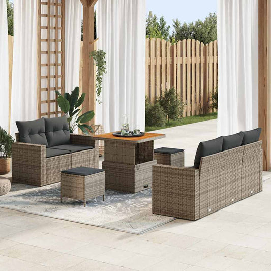 Set Divano da Giardino con cuscino 8 pcs Grigio