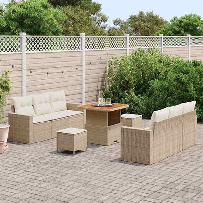 Set Divano da Giardino 9 pz 6-Numero di posti Beige e Crema