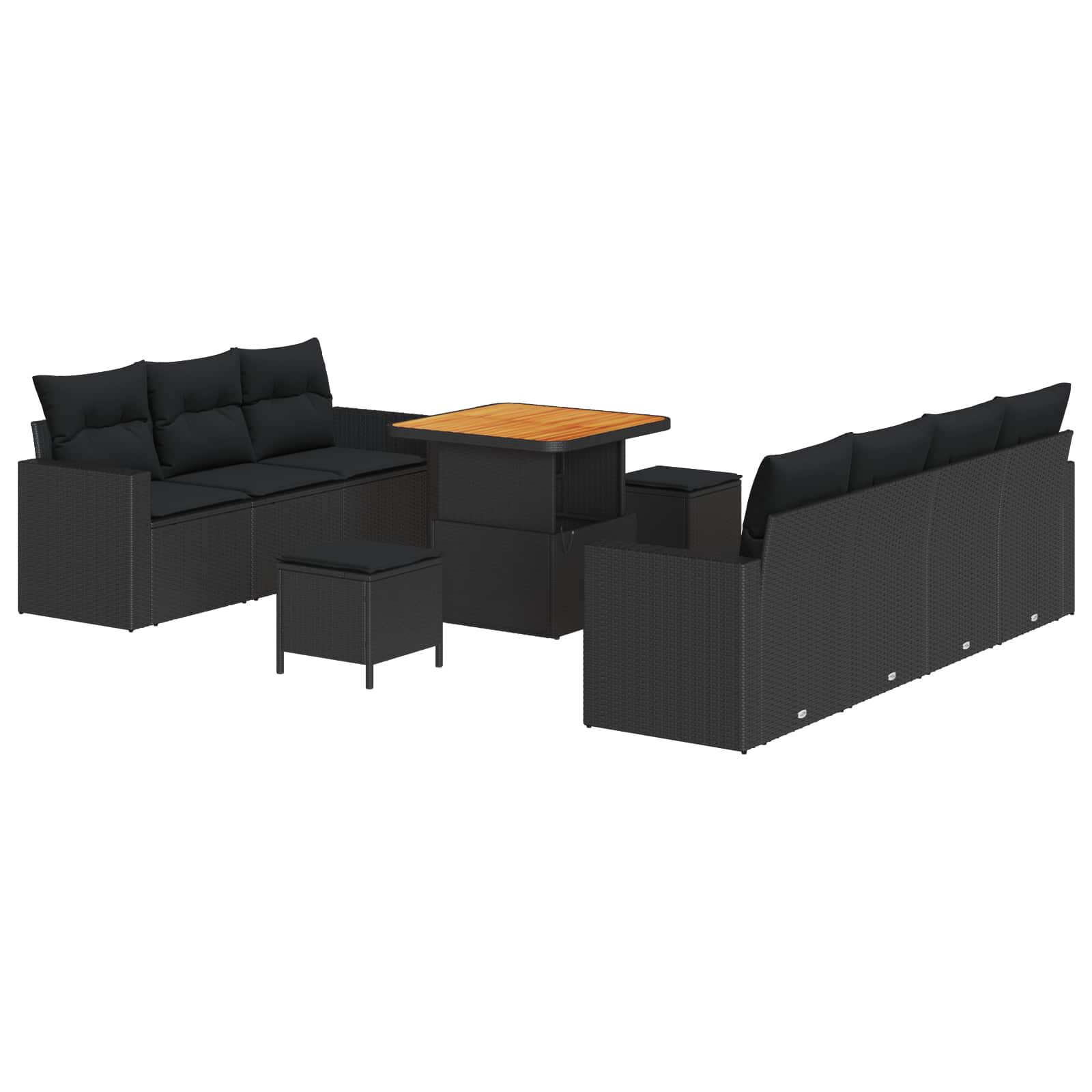 Set Divano da Giardino con cuscino 10 pcs Nero | homemem39