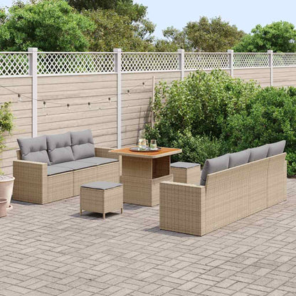 Set Divano da Giardino con cuscino 10 pcs beige e grigio chiaro | homemem39