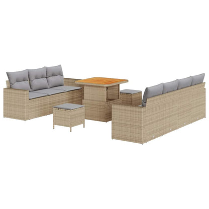 Set Divano da Giardino con cuscino 10 pcs beige e grigio chiaro | homemem39