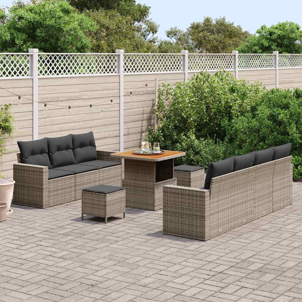 Set Divano da Giardino con cuscino 10 pcs Grigio | homemem39