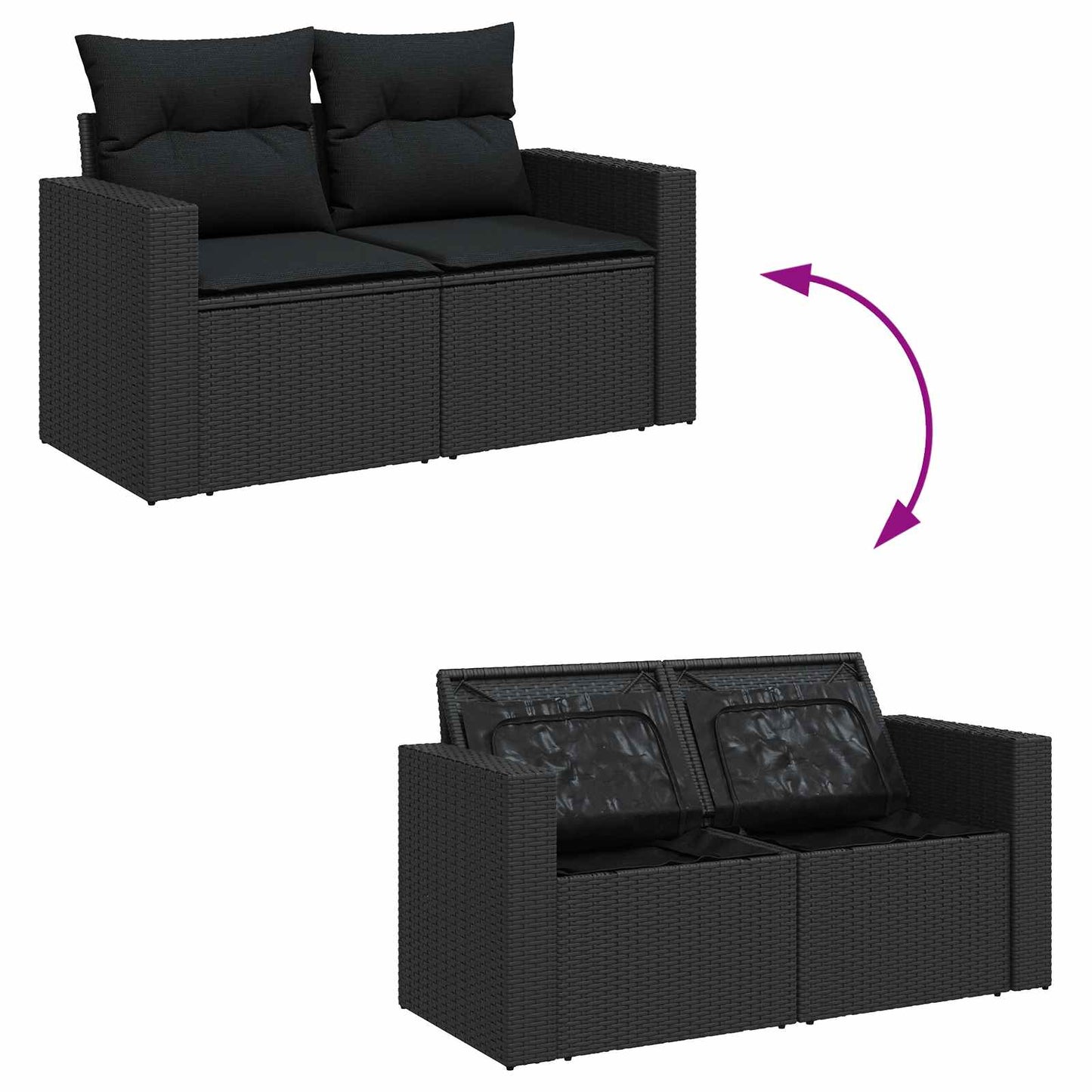 Set Divano da Giardino con cuscino 10 pcs Nero | homemem39