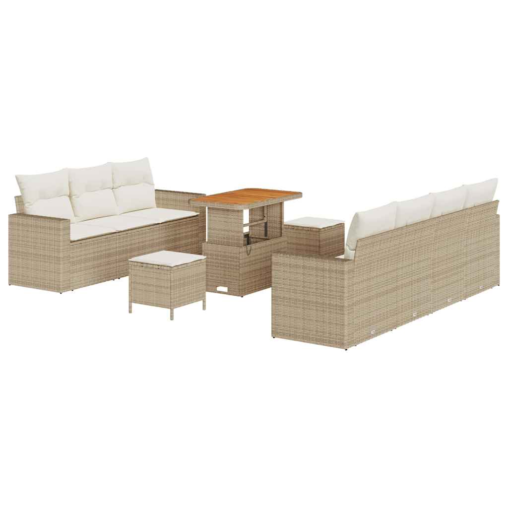 Set Divano da Giardino con cuscino 10 pcs beige e panna | homemem39