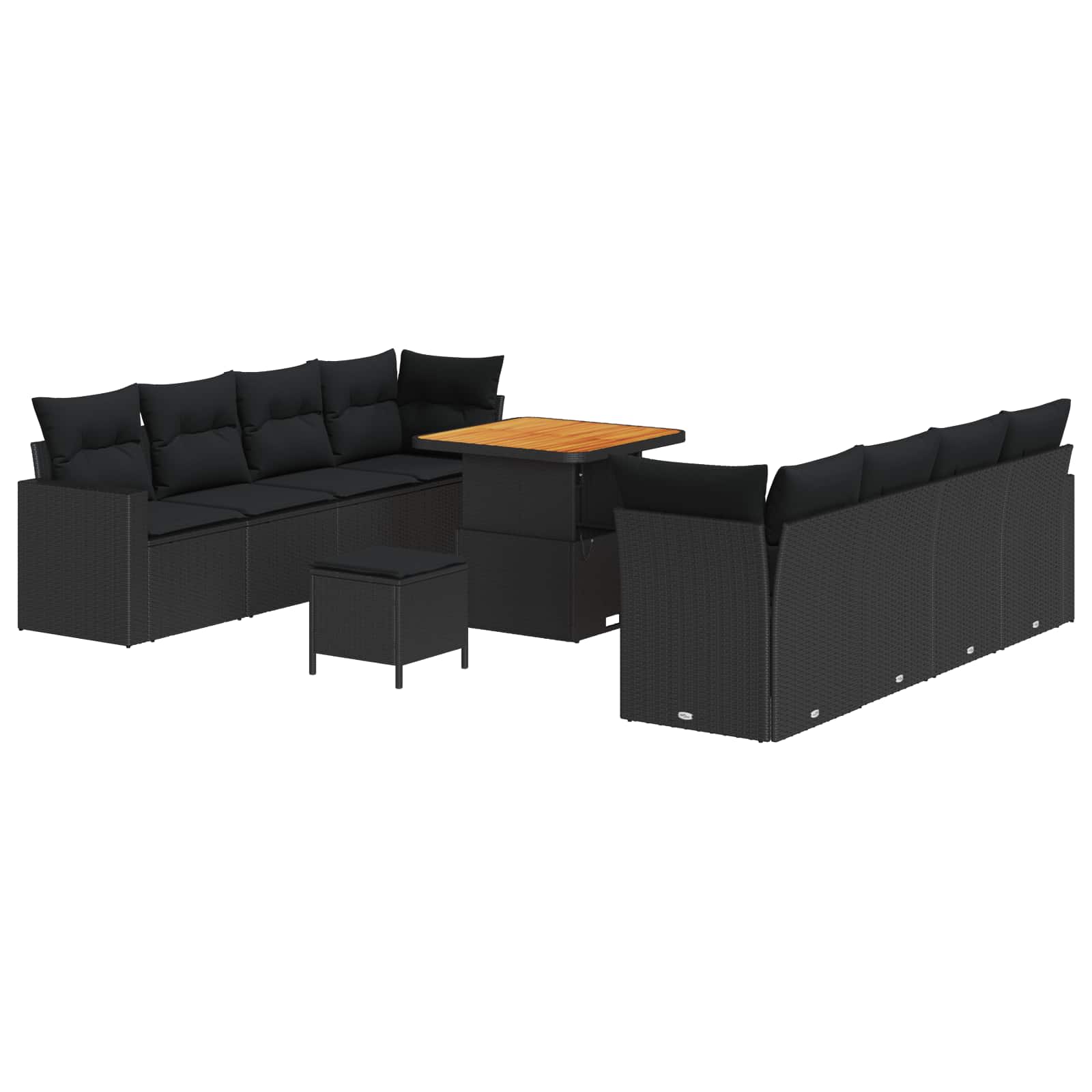 Set Divano da Giardino con cuscino 12 pcs Nero polyrattan | homemem39