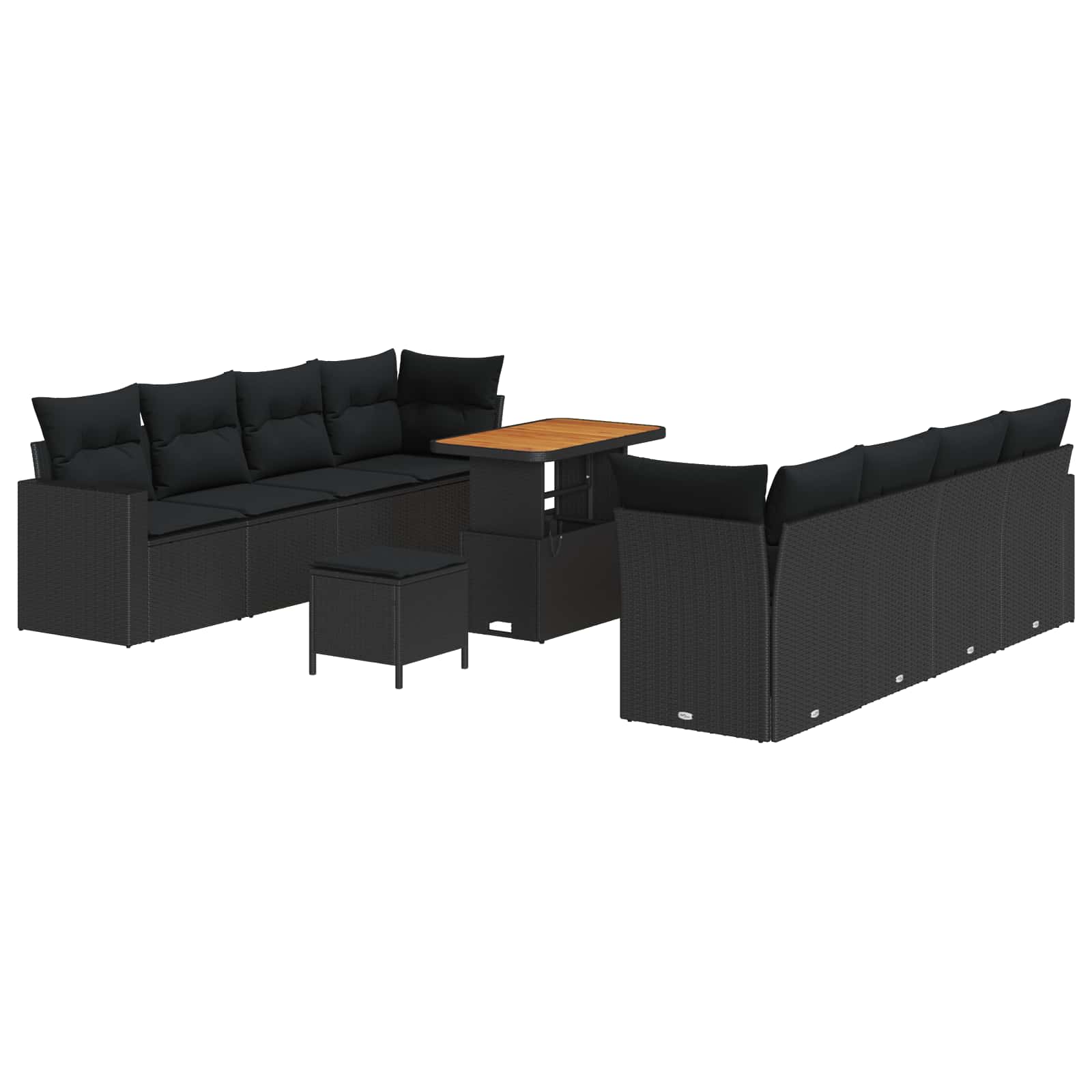 Set Divano da Giardino con cuscino 12 pcs Nero polyrattan | homemem39