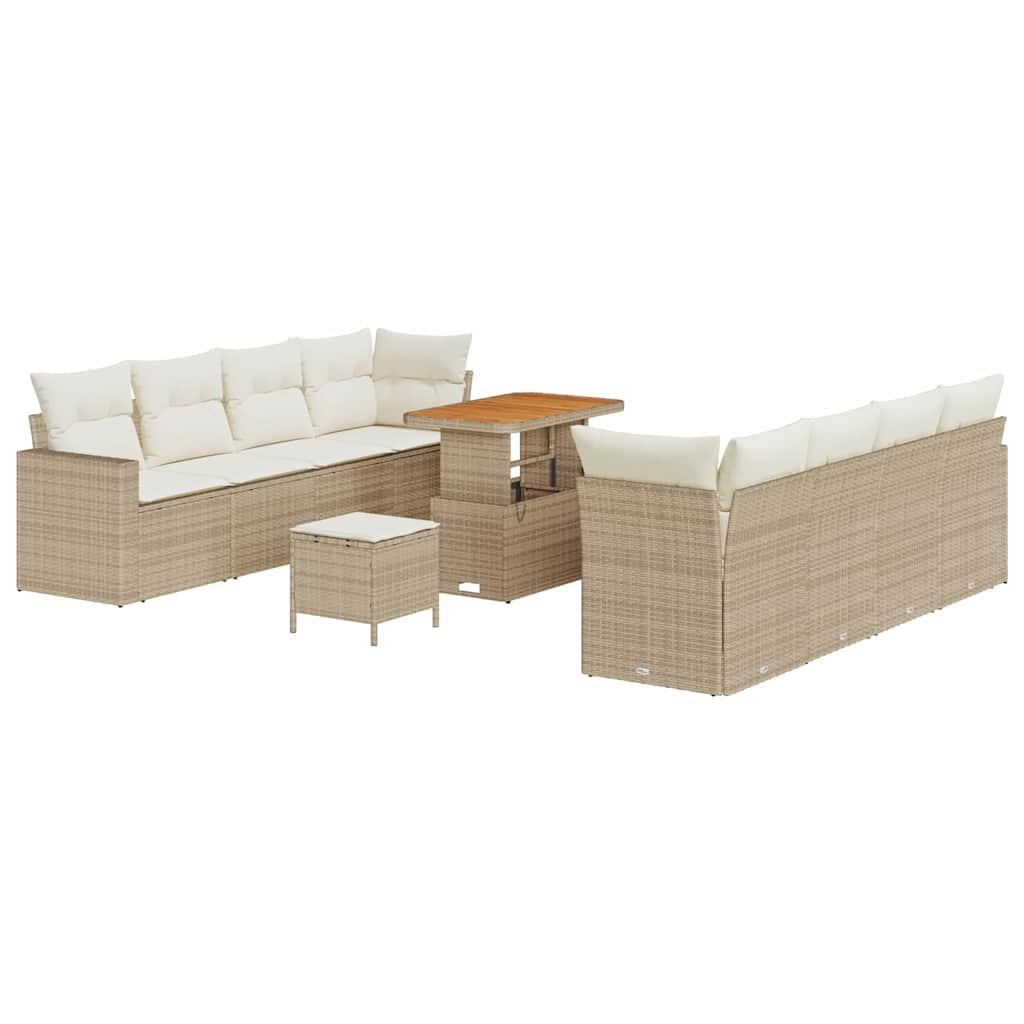 Set Divano da Giardino 12 pcs Beige e Crema polyrattan | homemem39