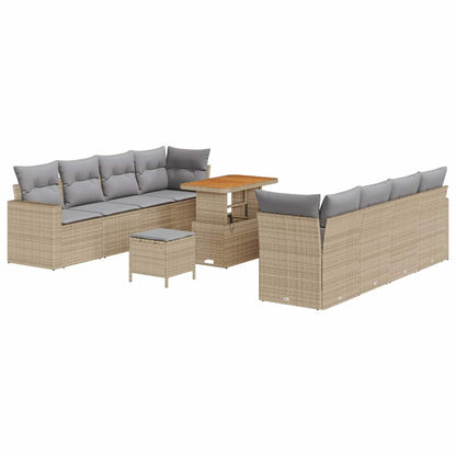 Set Divano da Giardino 12 pcs Beige e Grigio Chiaro polyrattan | homemem39
