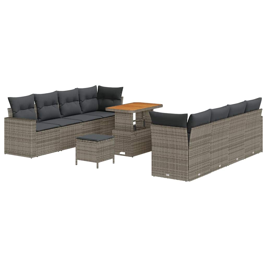 Set Divano da Giardino con cuscino 12 pcs Grigio polyrattan | homemem39