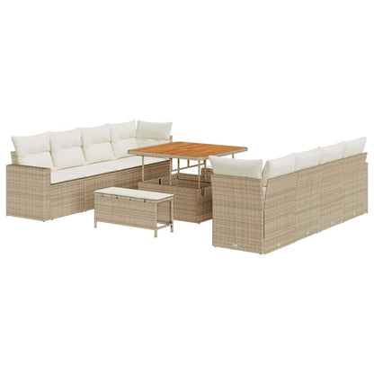 Set Divano da Giardino 12 pcs Beige e Crema polyrattan | homemem39