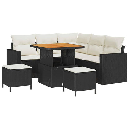 Set Divano da Giardino 9 pcs Nero e Crema polyrattan | homemem39