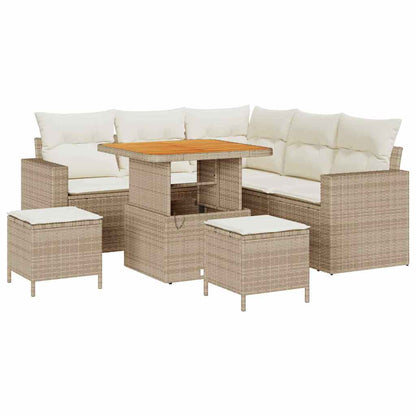 Set Divano da Giardino 9 pz 6-Numero di posti Beige e Crema