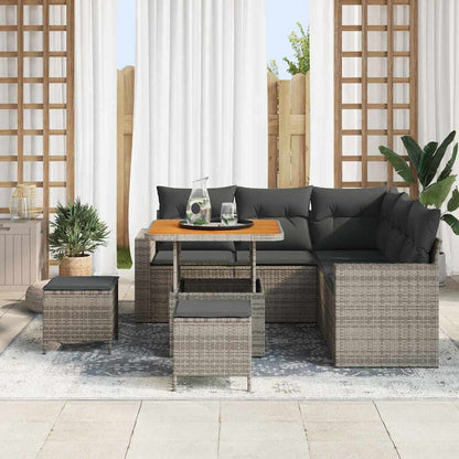 Set Divano da Giardino con cuscino 9 pcs Grigio polyrattan | homemem39