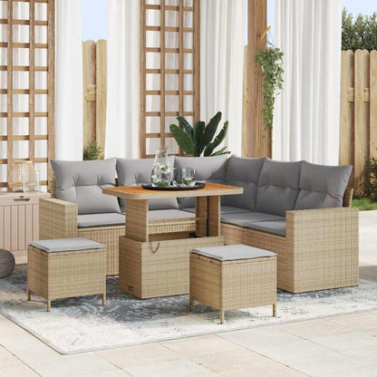 Set Divano da Giardino 9 pcs Beige e Grigio Chiaro polyrattan | homemem39