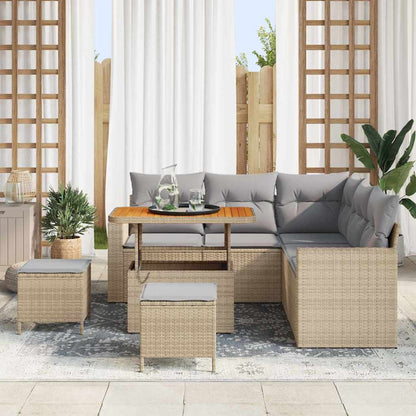 Set Divano da Giardino 9 pcs Beige e Grigio Chiaro polyrattan | homemem39