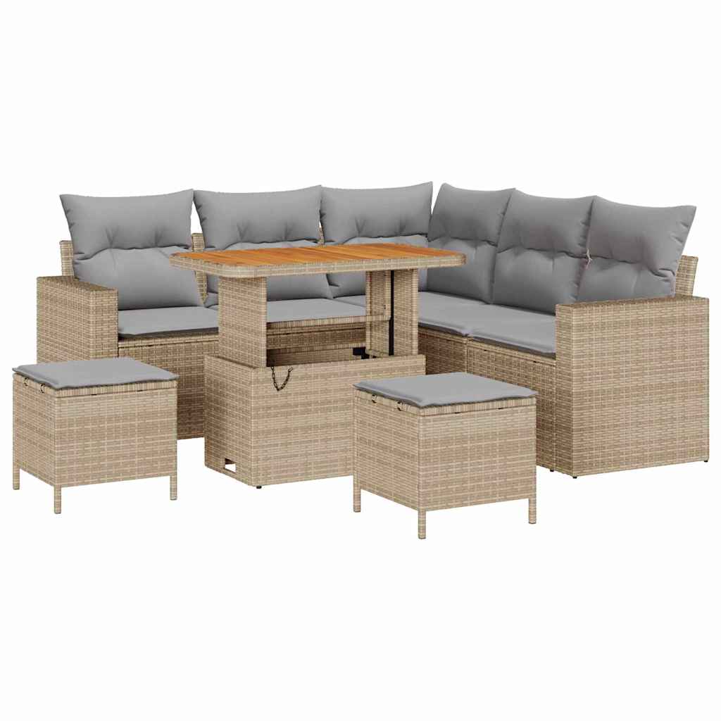 Set Divano da Giardino 9 pcs Beige e Grigio Chiaro polyrattan | homemem39