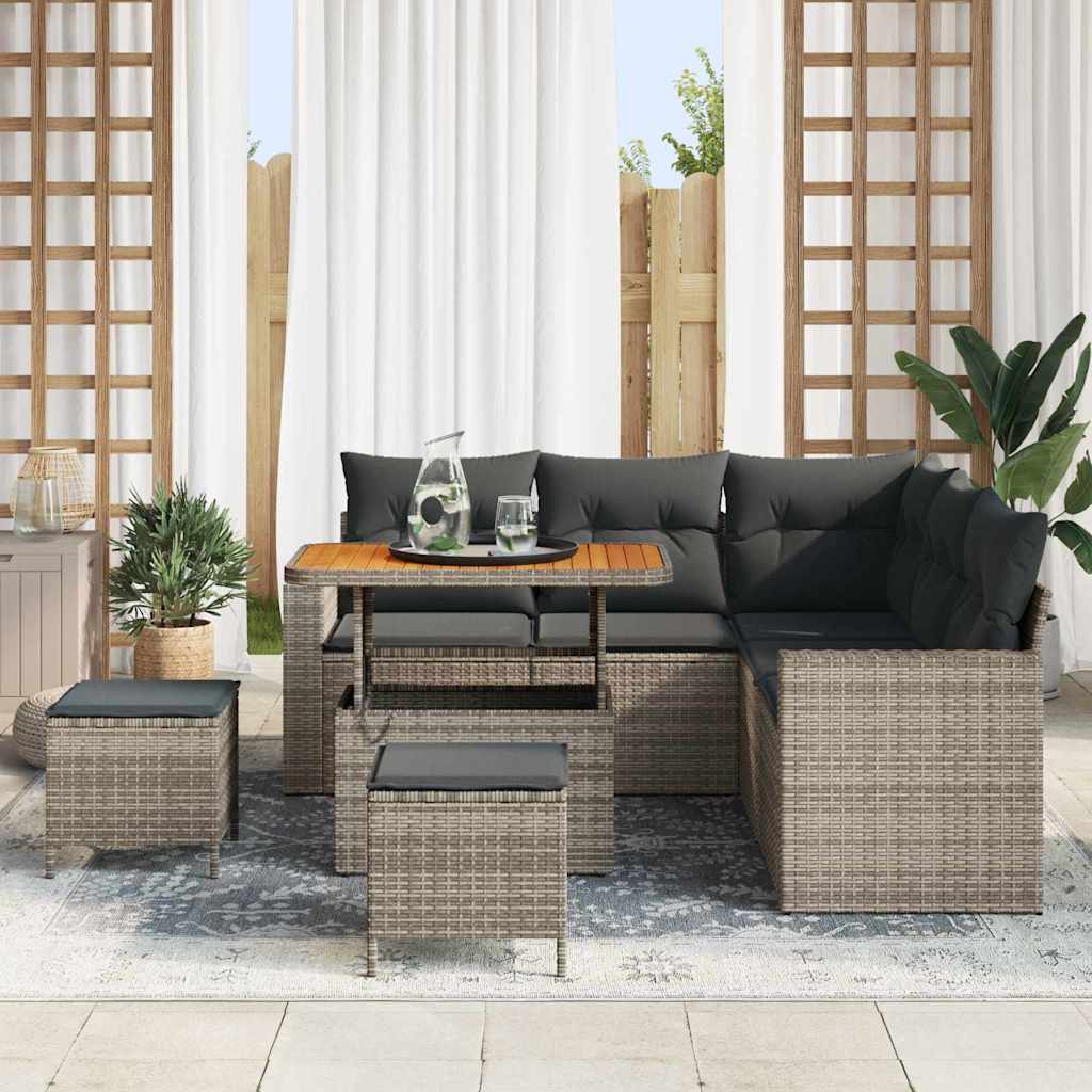 Set Divano da Giardino con cuscino 8 pcs Grigio