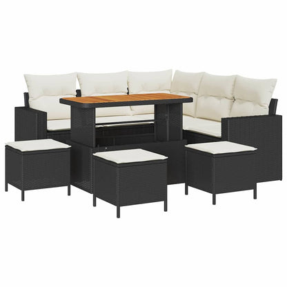 Set Divano da Giardino 10 pcs Nero e Crema polyrattan | homemem39