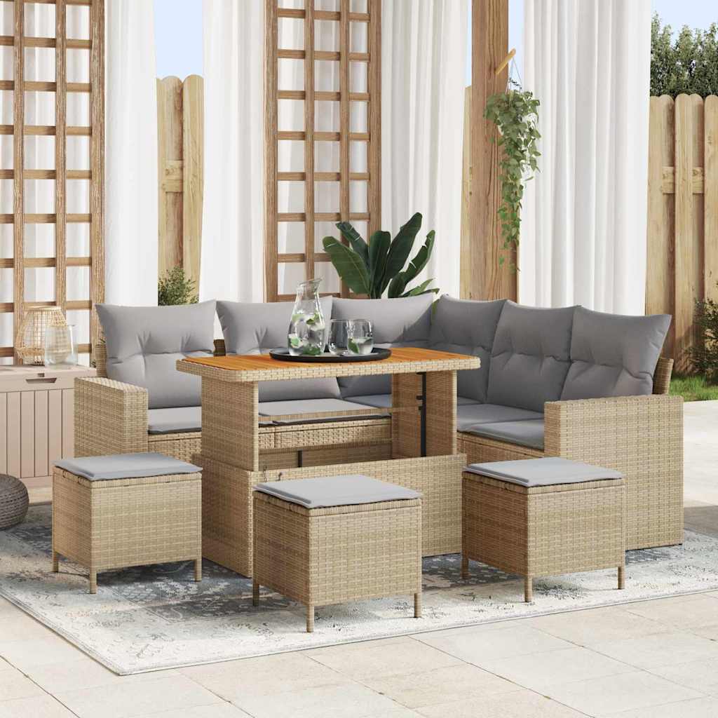 Set Divano da Giardino 10 pcs Beige e Grigio Chiaro polyrattan | homemem39