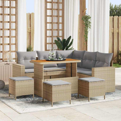 Set Divano da Giardino 10 pcs Beige e Grigio Chiaro polyrattan | homemem39