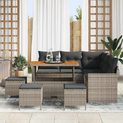 Set Divano da Giardino con cuscino 9 pcs Grigio