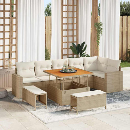 Set Divano da Giardino 11 pcs Beige e Crema polyrattan | homemem39