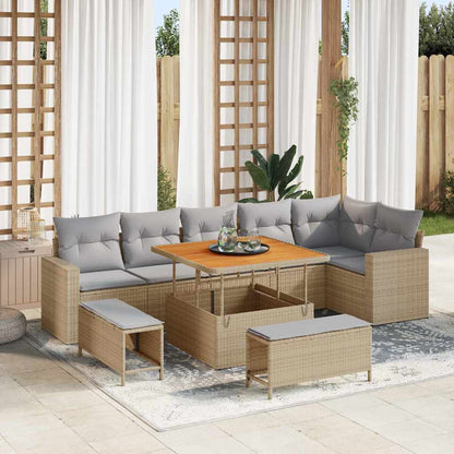 Set Divano da Giardino 11 pcs Beige e Grigio Chiaro polyrattan | homemem39