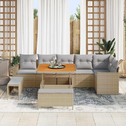 Set Divano da Giardino 11 pcs Beige e Grigio Chiaro polyrattan | homemem39