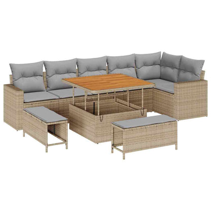 Set Divano da Giardino 11 pcs Beige e Grigio Chiaro polyrattan | homemem39