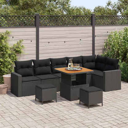 Set Divano da Giardino con cuscino 11 pcs Nero polyrattan | homemem39