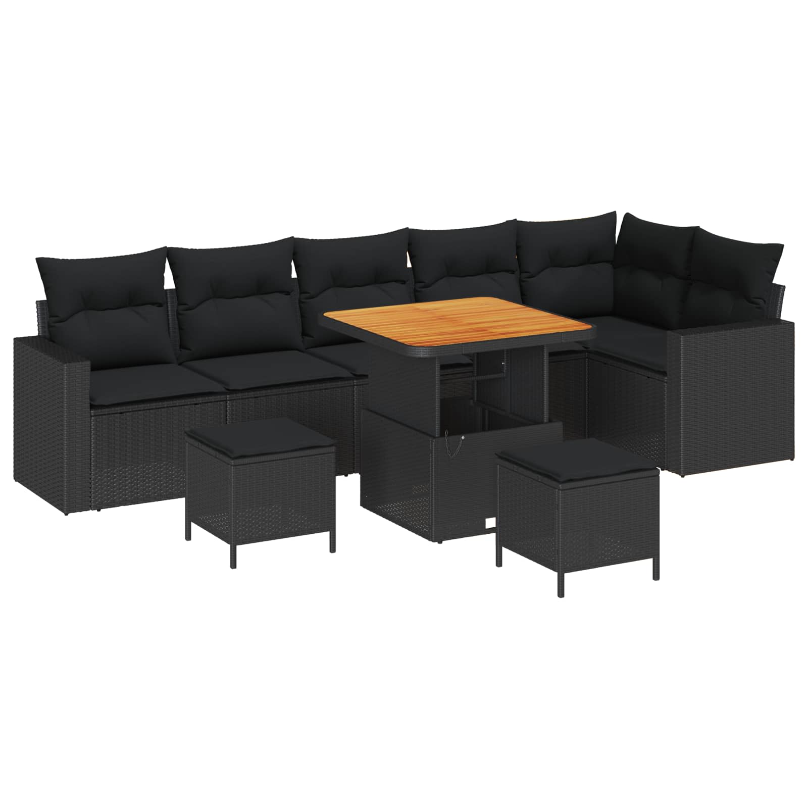 Set Divano da Giardino con cuscino 11 pcs Nero polyrattan | homemem39